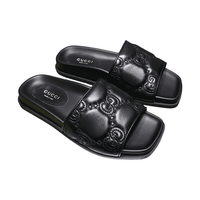 Gucci GG Matelassé Leather Slides Black