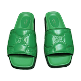 Gucci GG Matelassé Leather Slides Green