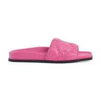 Gucci GG Matelassé Leather Slides Pink