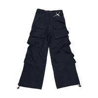 Wide Leg Black Cargo Pants Large Pockets