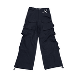 Wide Leg Black Cargo Pants Large Pockets