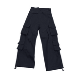 Wide Leg Black Cargo Pants Large Pockets