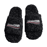 Black Balenciaga Cloth Slides