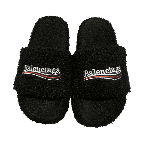 Black Balenciaga Cloth Slides
