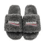 Grey Balenciaga Cloth Slides