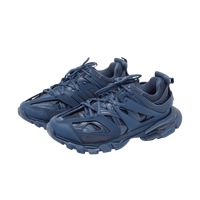 Balenciaga Blue Faux Leather and Mesh Track Sneakers