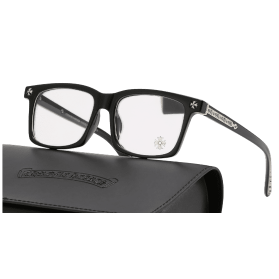 Chrome Hearts Cross Glasses Black Frame with Silver