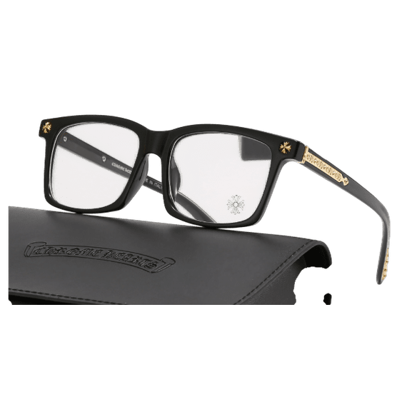 Chrome Hearts Cross Glasses Black Frame with Gold