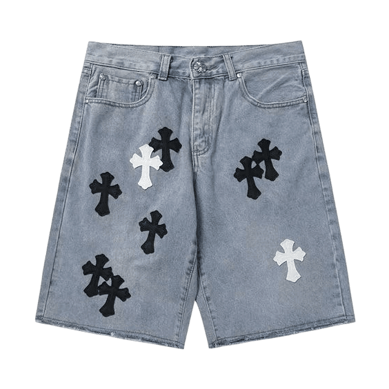 Chrome Hearts Jorts White Black Crosses