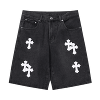 Chrome Hearts Black Jorts White Crosses