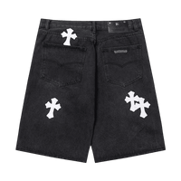 Chrome Hearts Black Jorts White Crosses