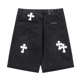 Chrome Hearts Black Jorts White Crosses