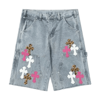 Chrome Hearts Pink White Crosses Jorts