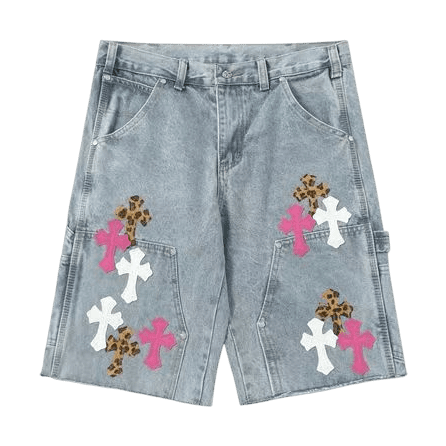 Chrome Hearts Pink White Crosses Jorts