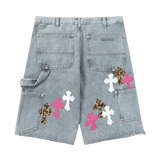 Chrome Hearts Pink White Crosses Jorts