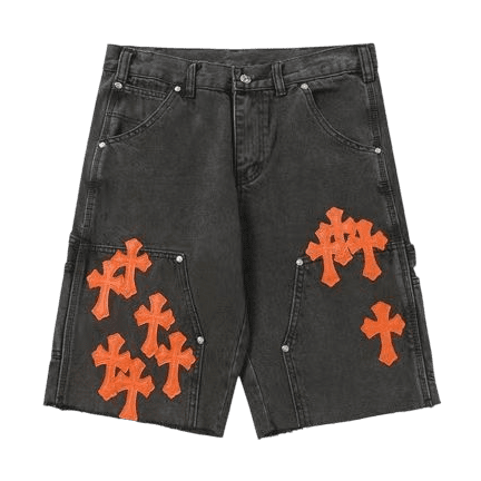 Chrome Hearts Jorts Orange Crosses