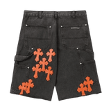 Chrome Hearts Jorts Orange Crosses