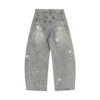 Grey Jeans Star Print Lines
