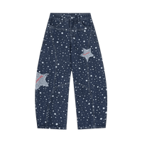 Embroidered Star Jeans Straight Leg Loose