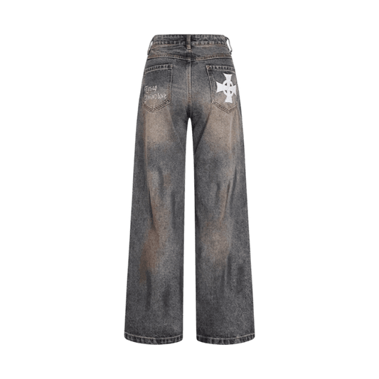 Red Washed Loose Slim Jeans
