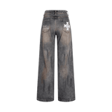 Red Washed Loose Slim Jeans