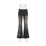 Women Floral Jeans Flare