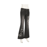 Women Floral Jeans Flare