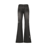 Women Floral Jeans Flare