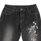 Women Floral Jeans Flare
