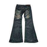 Embroidered Washed Jeans Flared