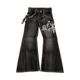 Embroidered Washed Jeans Flared