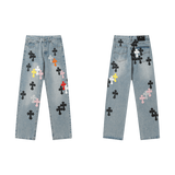 All Blue Chrome Hearts Jeans