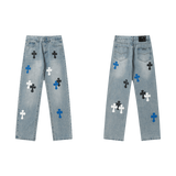 All Blue Chrome Hearts Jeans