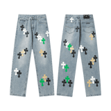 All Blue Chrome Hearts Jeans