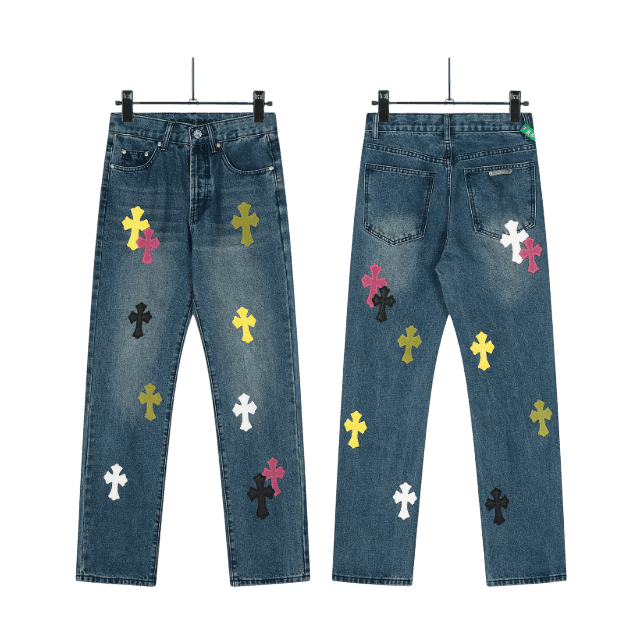 All Blue Chrome Hearts Jeans