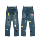 All Blue Chrome Hearts Jeans