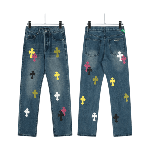 All Blue Chrome Hearts Jeans