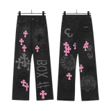 All Dark Chrome Hearts Jeans
