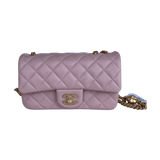 Chanel Mini Rectangular Flap Bag with Heart Chain Pink