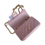 Chanel Mini Rectangular Flap Bag with Heart Chain Pink
