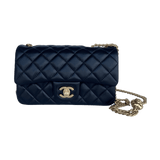 Chanel Mini Rectangular Flap Bag with Heart Chain Black