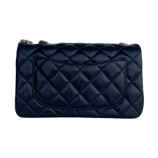 Chanel Mini Rectangular Flap Bag with Heart Chain Black