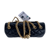 Chanel Mini Rectangular Flap Bag with Heart Chain Black