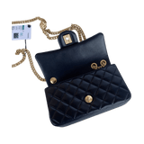 Chanel Mini Rectangular Flap Bag with Heart Chain Black