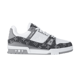 LV Trainers Monogram Denim and Monogram Calf Leather Dark Grey