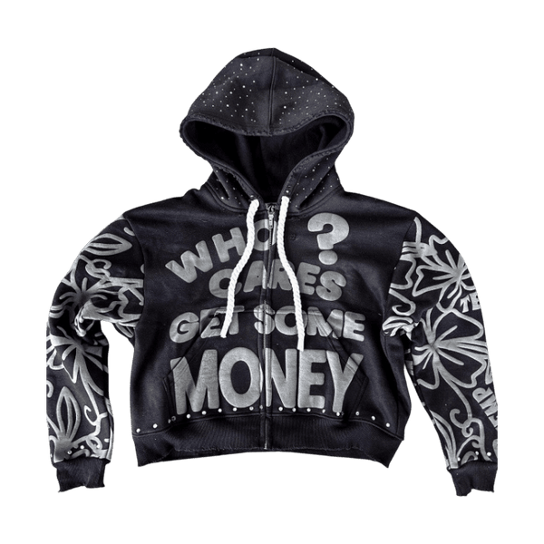 Who Cares Get Some Money Zip-Up Hoodie