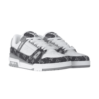 LV Trainers Monogram Denim and Monogram Calf Leather Dark Grey