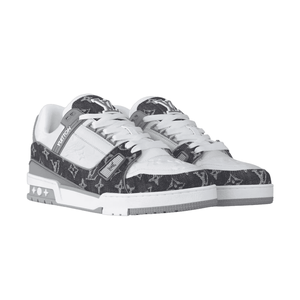 LV Trainers Monogram Denim and Monogram Calf Leather Dark Grey