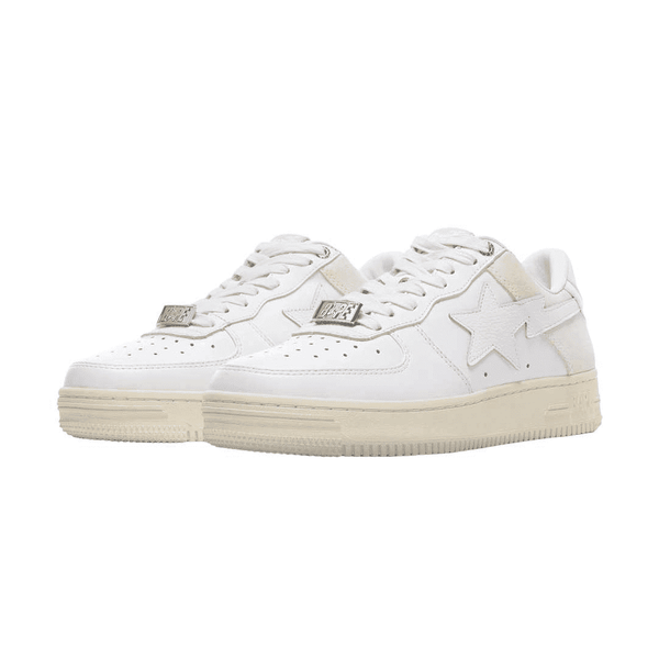A Bathing Ape Bape Sta Low Suede Heel White