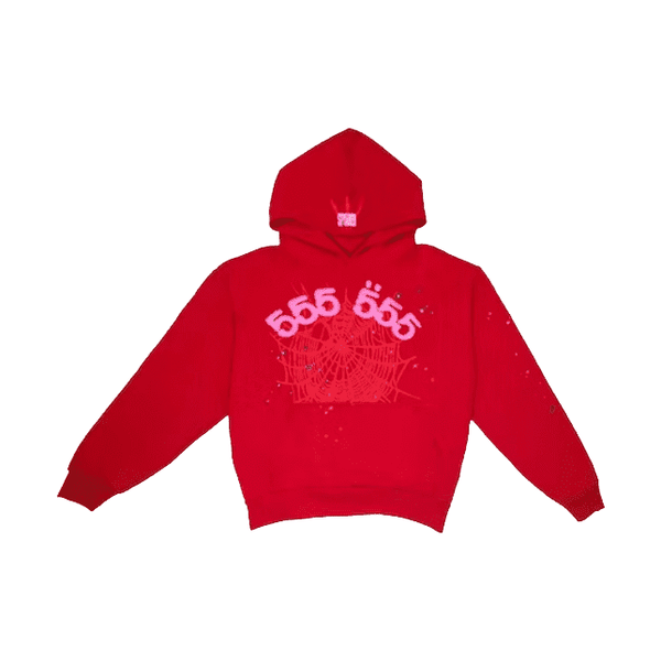 Sp5der Worldwide Red Angel Number 555 Hoodie